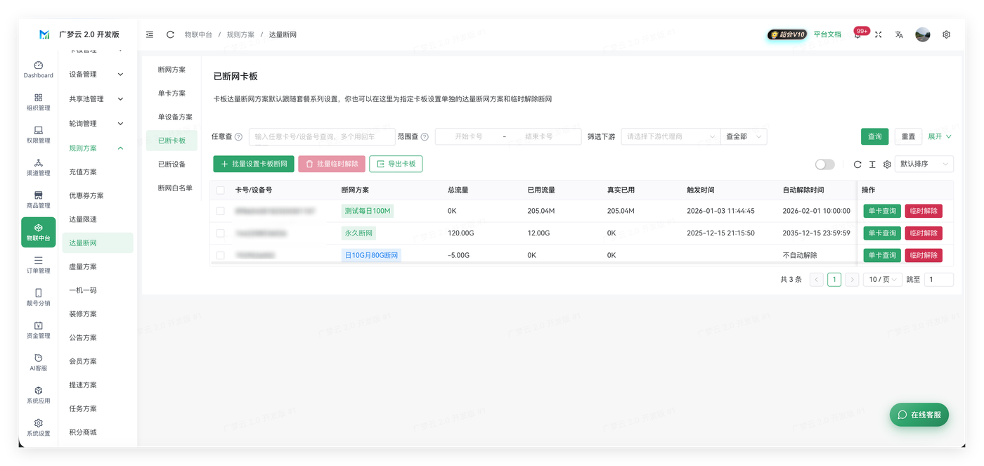 达量断网
